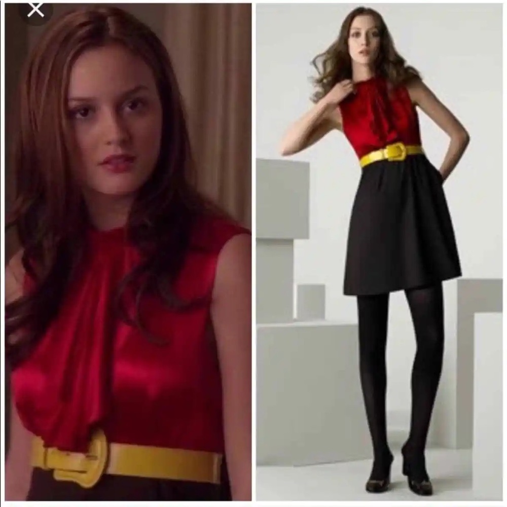 Alice + Olivia Red/Black Jabot Dress Size Medium